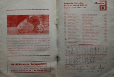 "Hanseatenring" Wismar August 1956 Rennprogramm (6792)